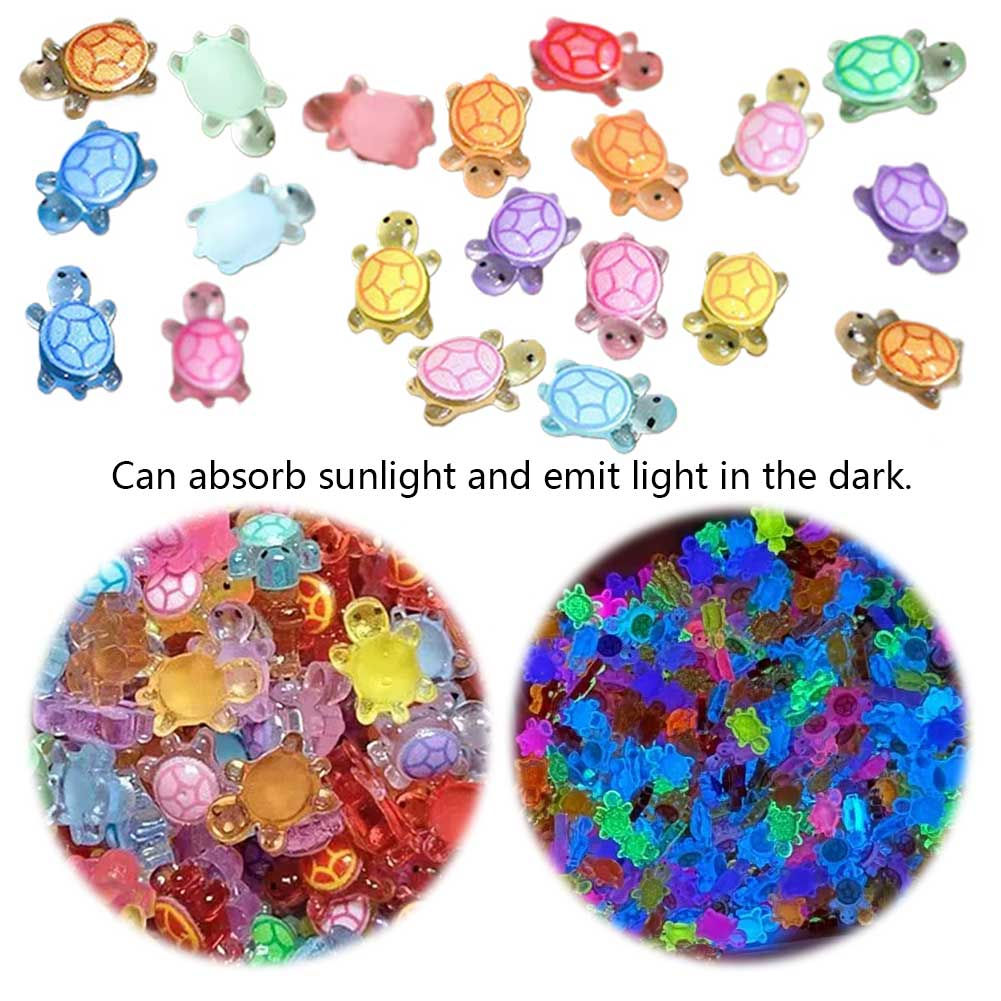 100Pcs Mini Resin Turtles Night Glow Turtle Figurines Realistic Tiny Turtles Acr
