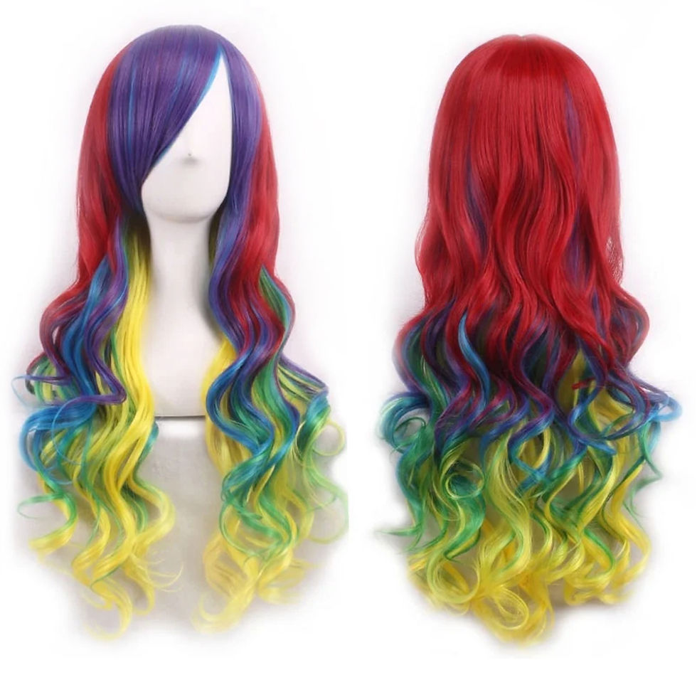 Thumbnail: Soowee Synthetic Hair Ombre Rainbow Cosplay Wig with Bangs Red Yellow Purple Gre