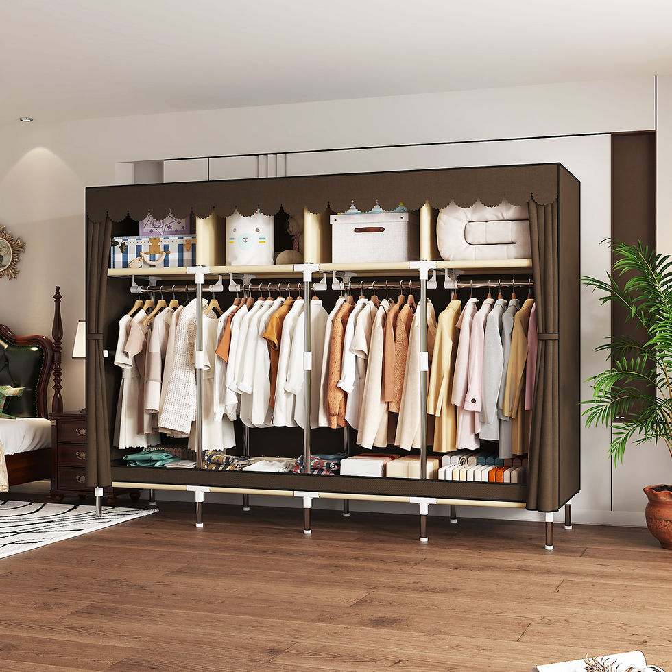 Thumbnail: Heavy Duty Fabric Wardrobe 78.7x17.7x66.9in - 4 Hanging Rods & 4 Storage Spaces,