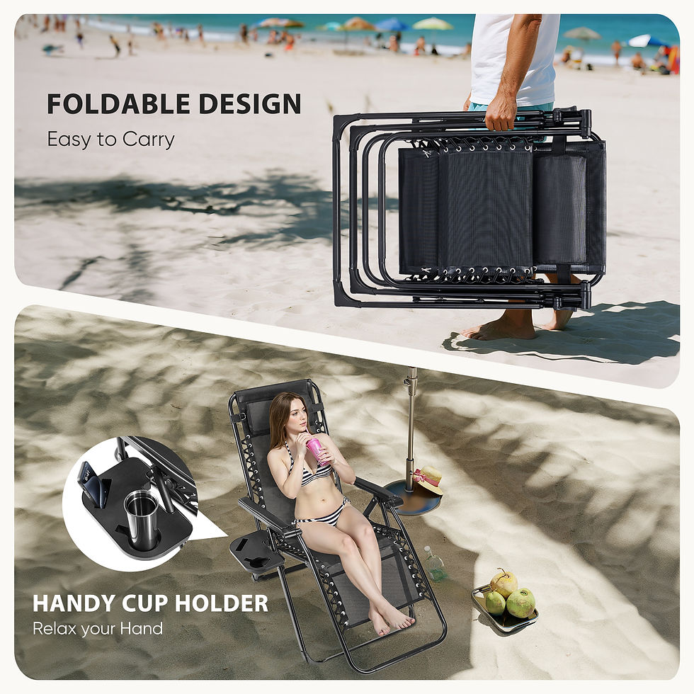 Thumbnail: JHK Portable Zero Gravity Recliner Chairs Set of 2 Outdoor Garden Folding Lounge