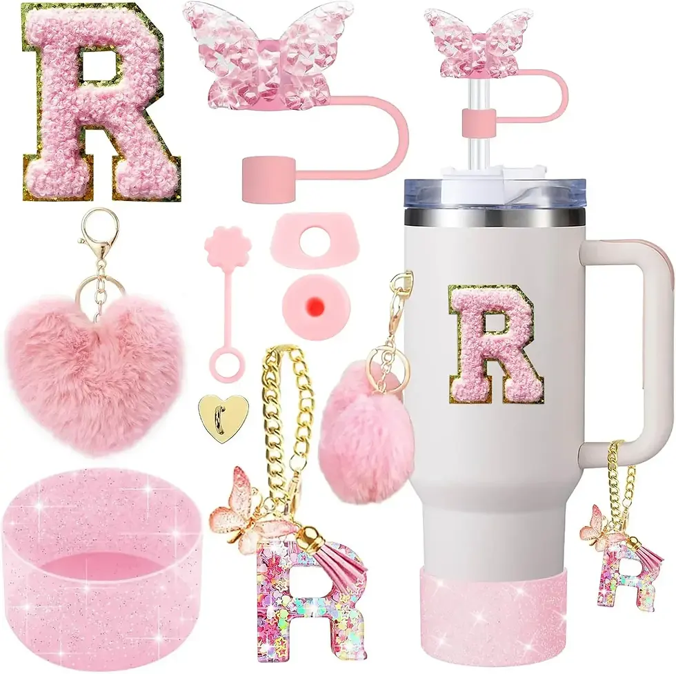 Thumbnail: 9PCS Accessory Set for Stanley Cup 30oz 40oz Butterfly Straw Cover Cap Silicone 