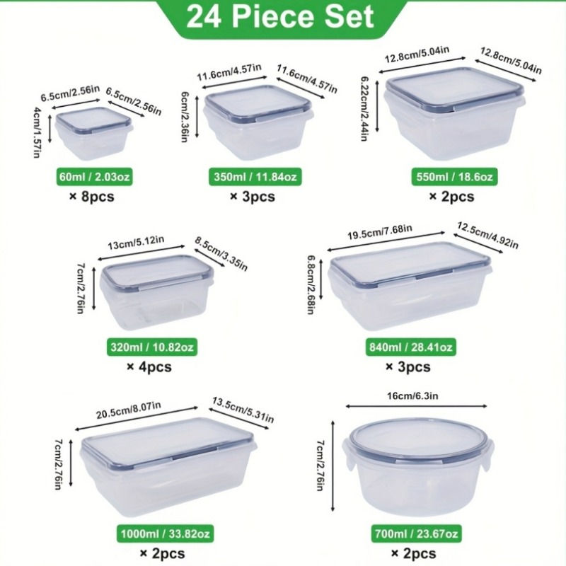 Thumbnail: 48Pcs BPA-Free Food Storage Set - 24 Airtight Containers & Lids with Labels for 
