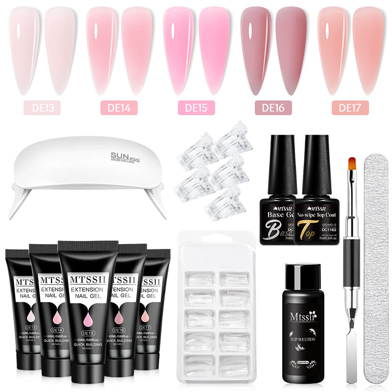 Thumbnail: Poly Naili Extension 7 different Sets Gel  Kit Mini UV Lamp gr8 of 10