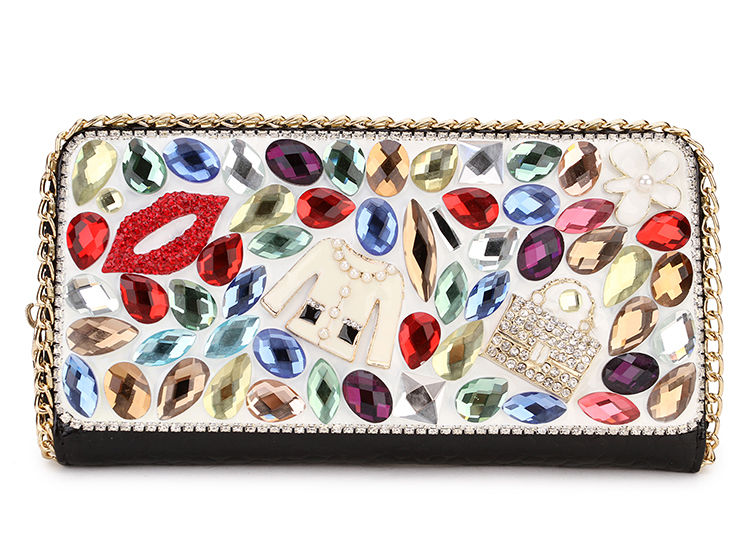 Thumbnail: High Quality Luxury Diamond Flower Coin Purse Card Holder Long Wallets Fashion W