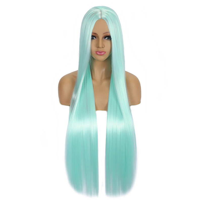 Thumbnail: 100cm Long Straight Cosplay Wig Centre Parting Central Split Blond Pink Red Purp