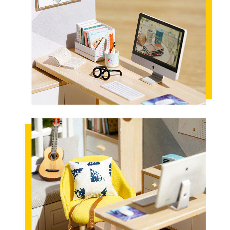 Thumbnail: Wooden Miniature Doll House DIY Small House Kit Making Room Toys 3D Puzzle Assem