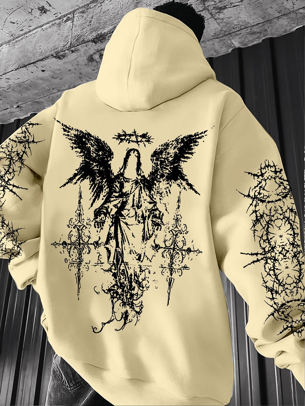 Thumbnail: European and American men's autumn fashion personality angel print comfortable h