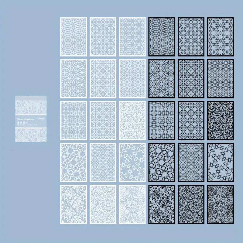 Thumbnail: 30pcs, Vintage Style Black And White Lace Stickers Book DIY Diary Junk Journal D