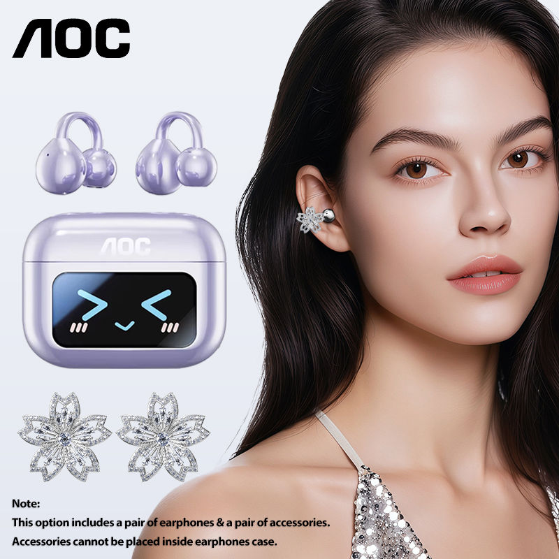 Thumbnail: AI Translation Earphones AOC Ear Clip Earbuds OWS Bluetooth Smart LCD Screen Tou