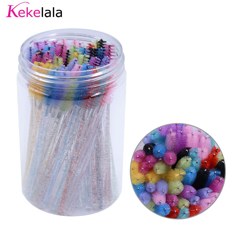 Thumbnail: 50Pcs/Bottle Eyelash Extension Brushes With Container Eyebrow  Eye Lash Mascara 