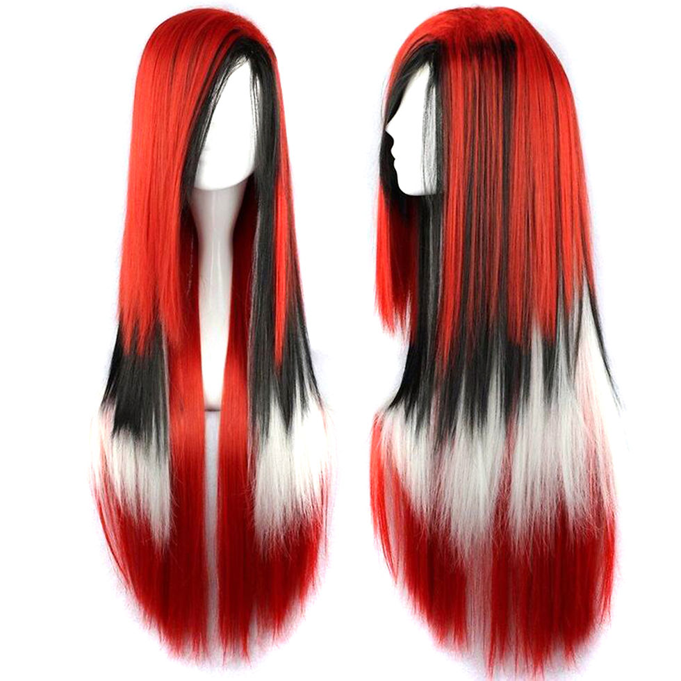 Thumbnail: Soowee Synthetic Hair Ombre Rainbow Cosplay Wig with Bangs Red Yellow Purple Gre