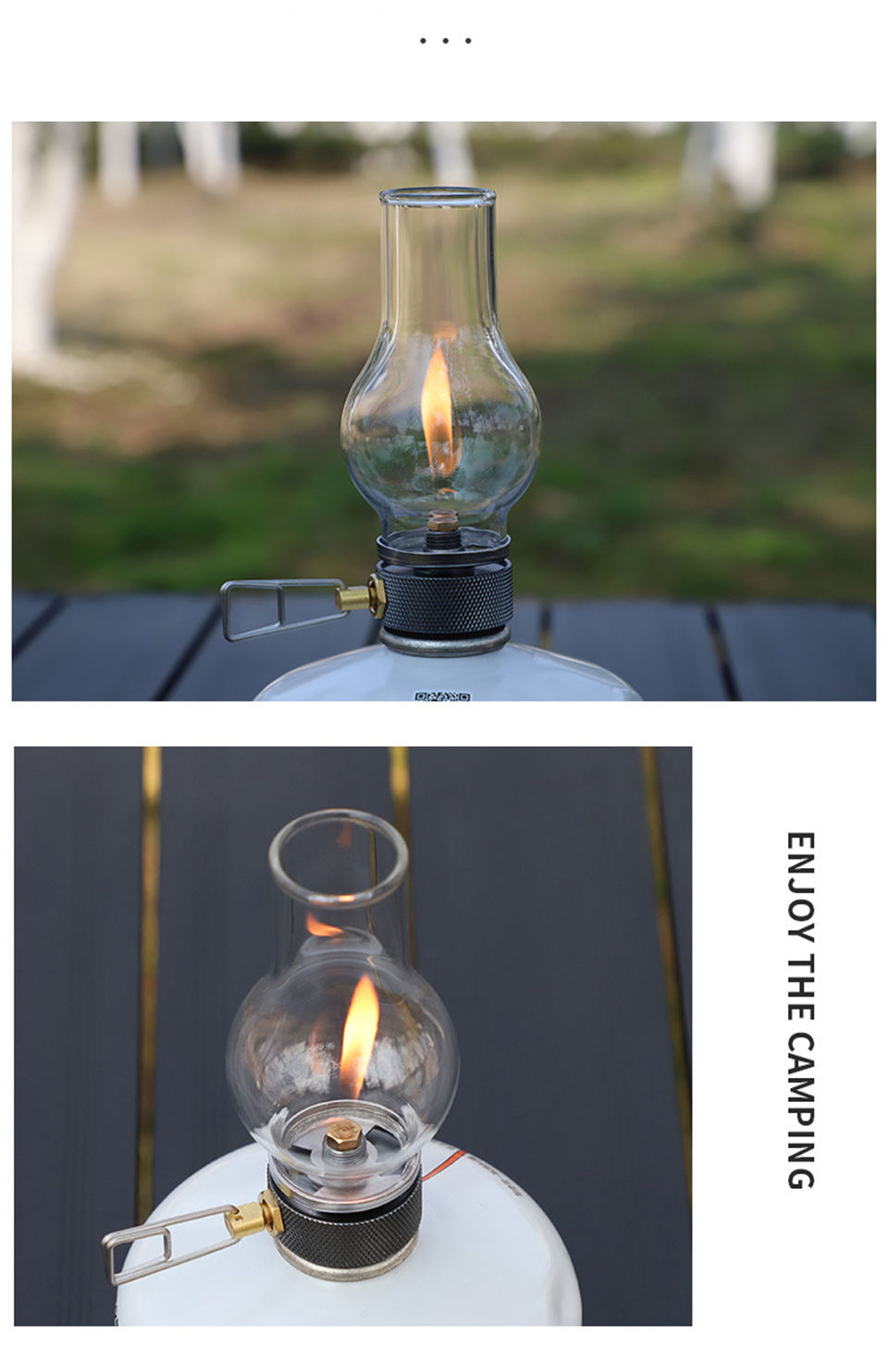 Thumbnail: Camping Lamp Portable Gas Candle Light with High Temperature Resistant Glass Atm