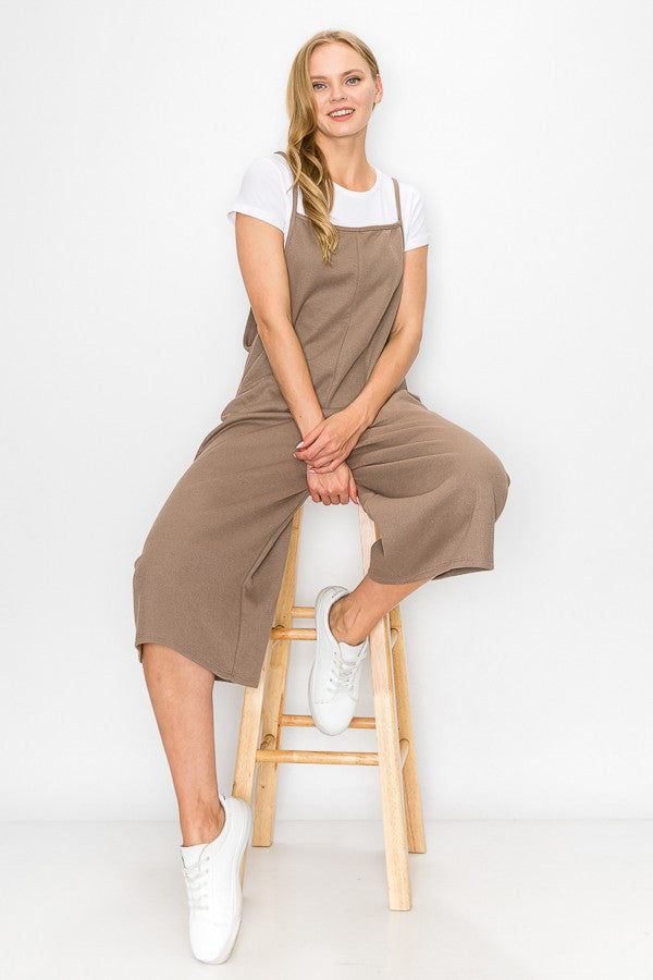 Thumbnail: Cropped Bottom Wide Leg Oversized Jumpsuit - Taupe