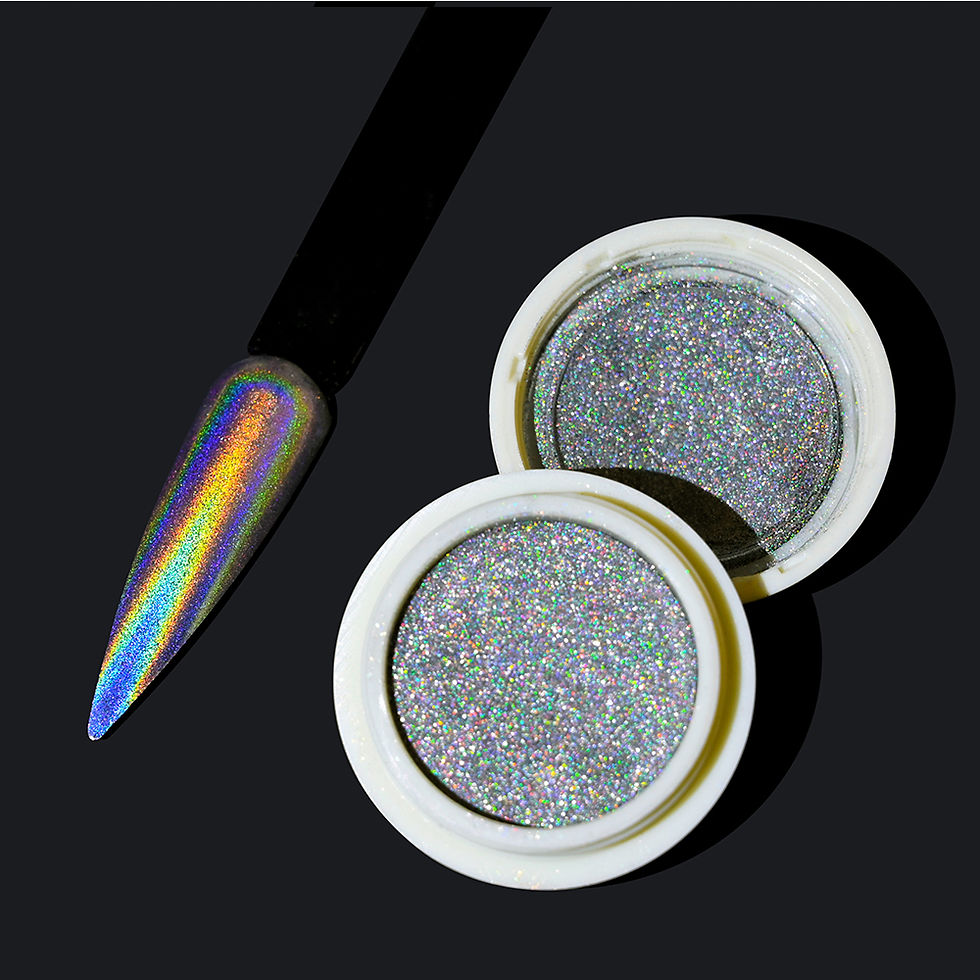 Thumbnail: 1 Jar AURORA Chrome Nail Art Flakes Multi Chrome Chameleon Peacock Galaxy Chrome
