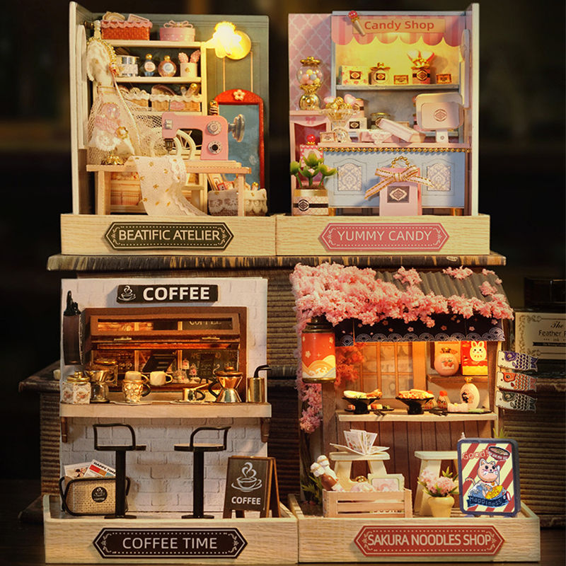 Thumbnail: Wooden Miniature Doll House DIY Small House Kit Making Room Toys 3D Puzzle Assem