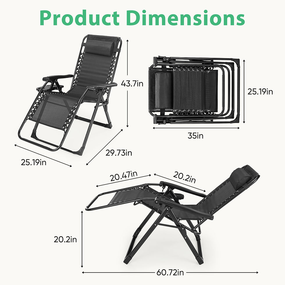 Thumbnail: JHK Portable Zero Gravity Recliner Chairs Set of 2 Outdoor Garden Folding Lounge