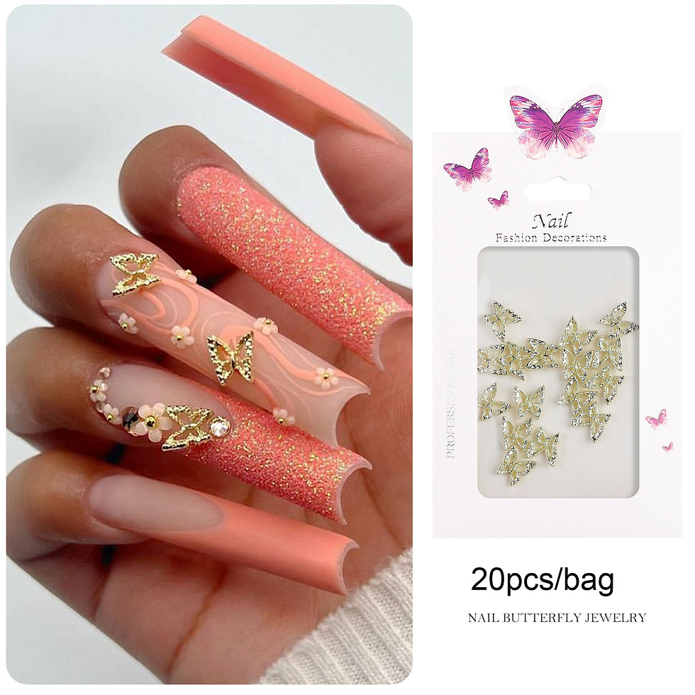 Thumbnail: 10/20pcs Gold/Silver Liquid Metal Butterfly Nail Charms Alloy Nail Rhinestones B