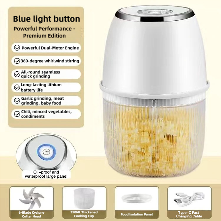 Thumbnail: TINSOL 350ML Food Chopper Electric Meat Grinder Garlic Masher USB Multifunction 