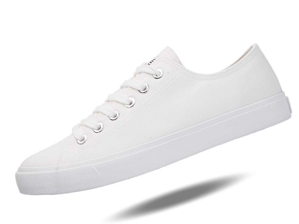 Thumbnail: Unisex Minimal All White/Gum Skateboard Casual Canvas Shoes