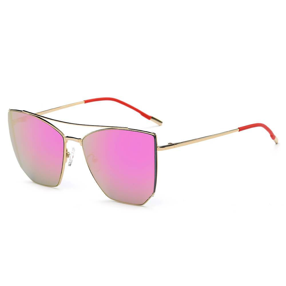 DORSET | Oversize Polygon Mirrored Lens Cat Eye Sunglasses