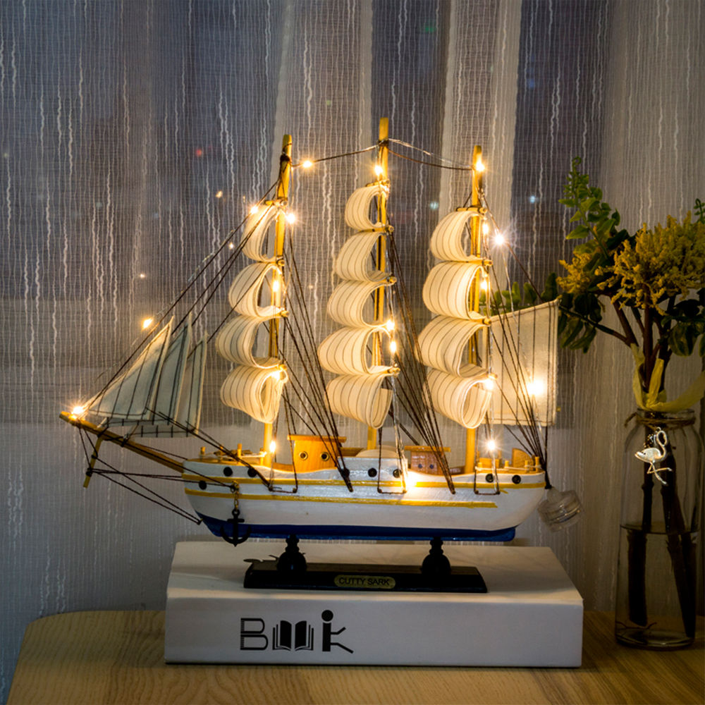Wooden Sailboat Model home decor Mediterranean Style Home Decoration Accessories
