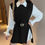 Thumbnail: Shirt Lace Up Waist Knit Vest Two Piece Set Autumn Winter Suit Women