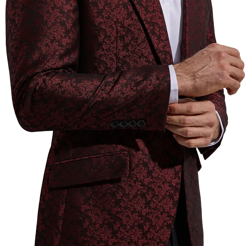 Thumbnail: Dark Red Jacquard Custom Prom Suit Jacket Fashion Blazer