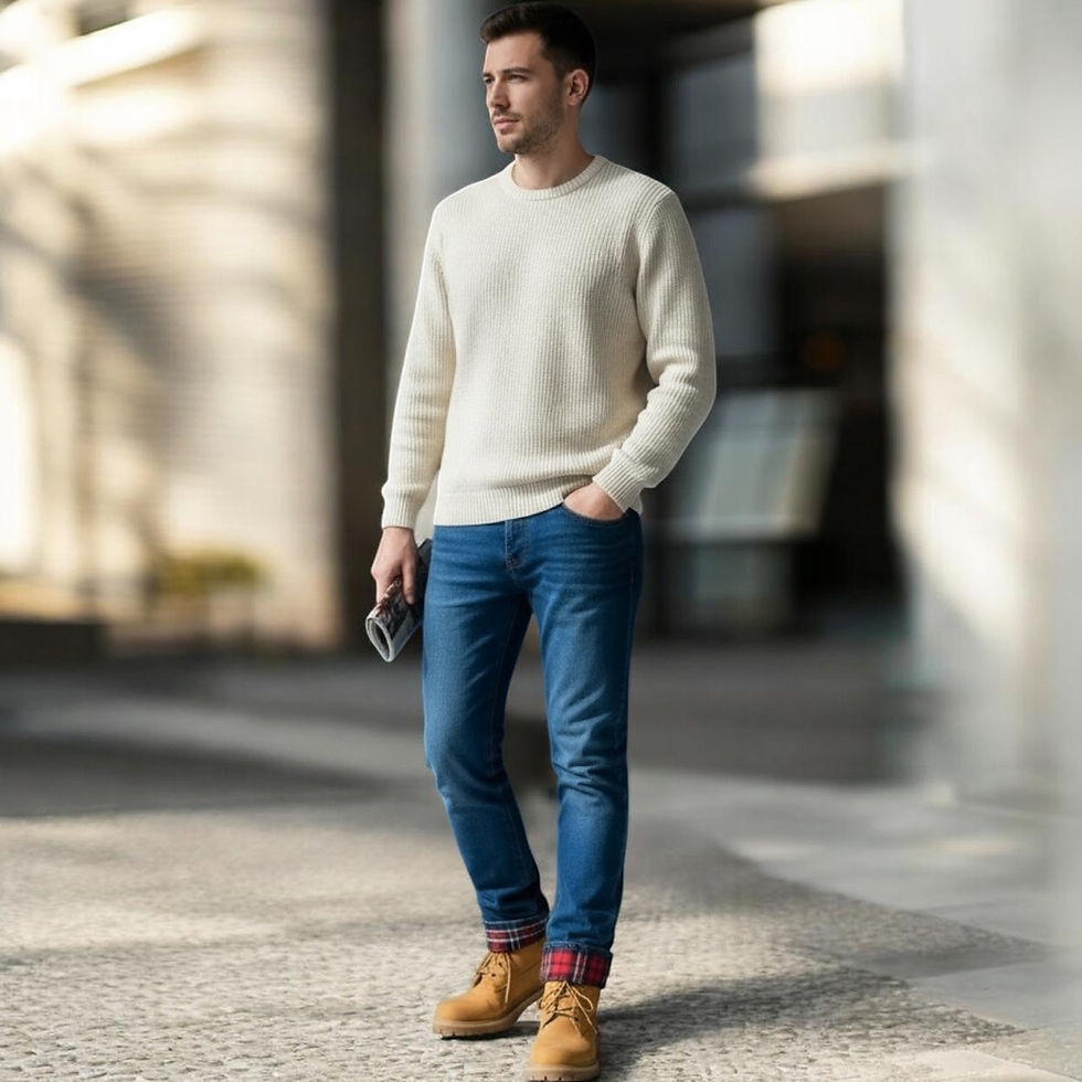 Thumbnail: Men's B-Nycol Plaid Cuff Jeans 