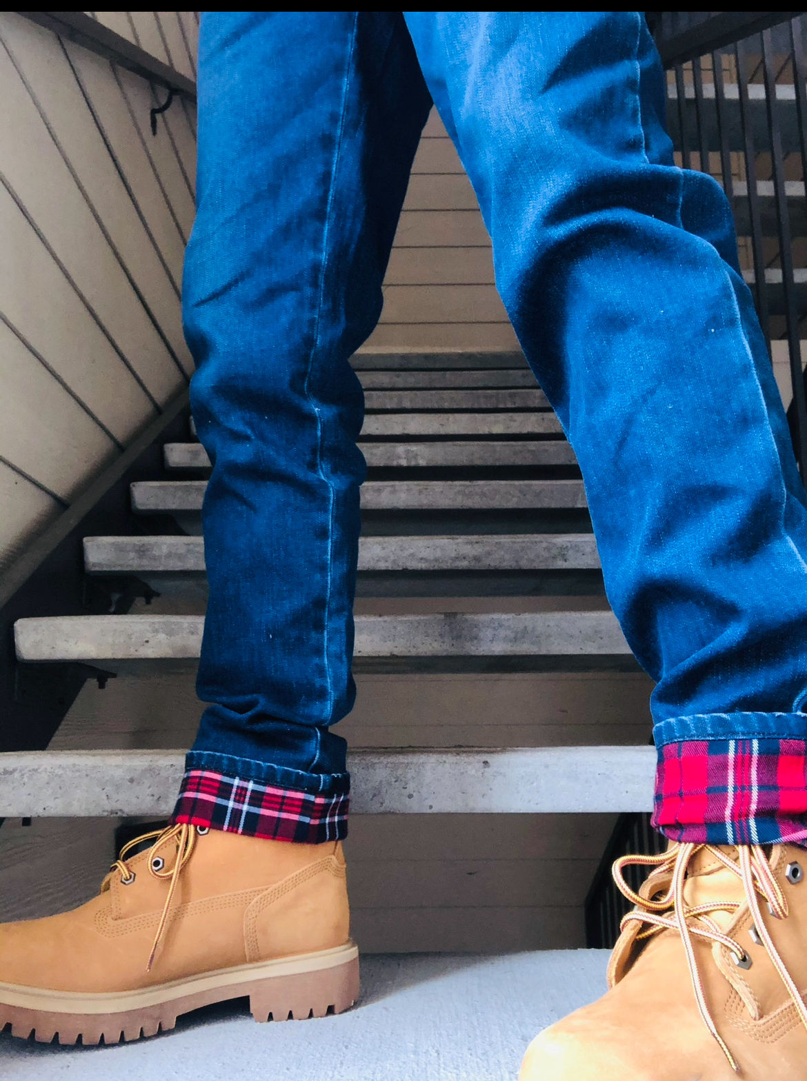 Plaid Cuff Blue Denims