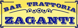 Logo del Bar Trattoria Zaganti (scritte blu su sfondo giallo)