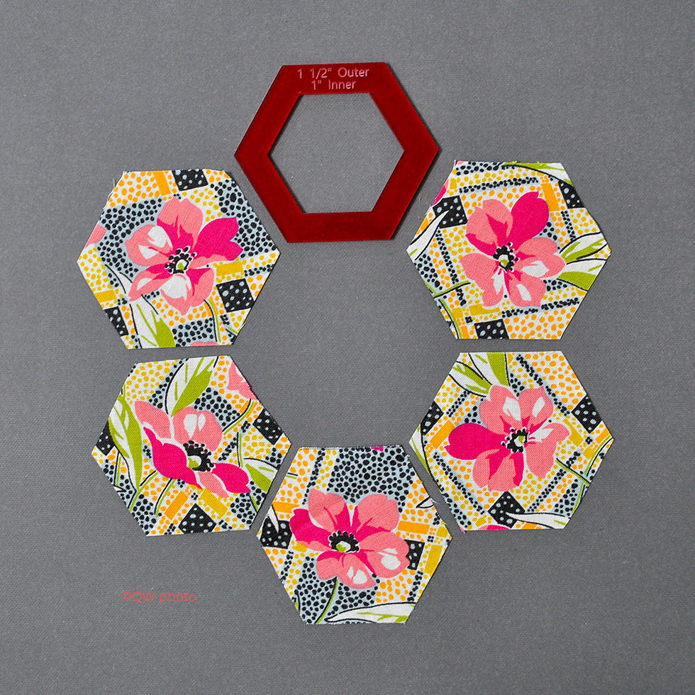 Miniature : exemple utilisation Ensemble de 7 gabarits Héxagonaux Pauline's Quilters World pour patchwork