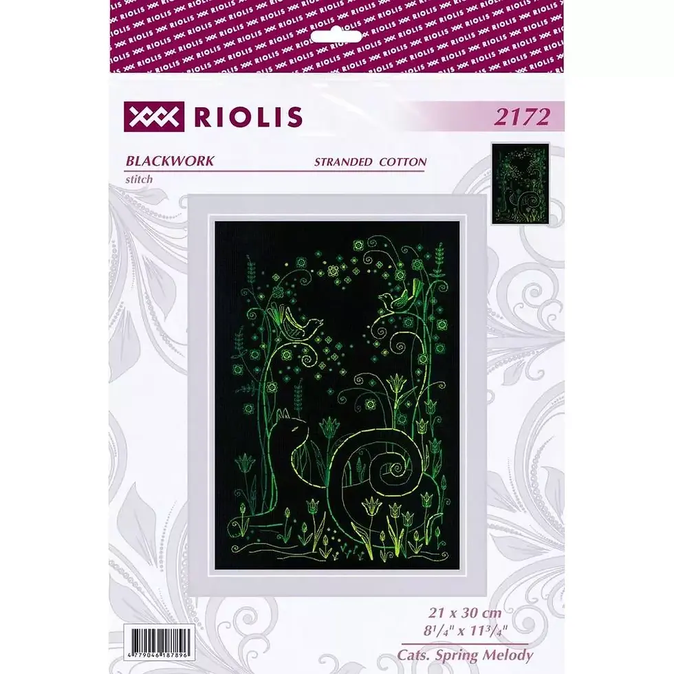 Miniature : Kit de broderie Blackwork Riolis « Chats Mélodie printanière » 2172