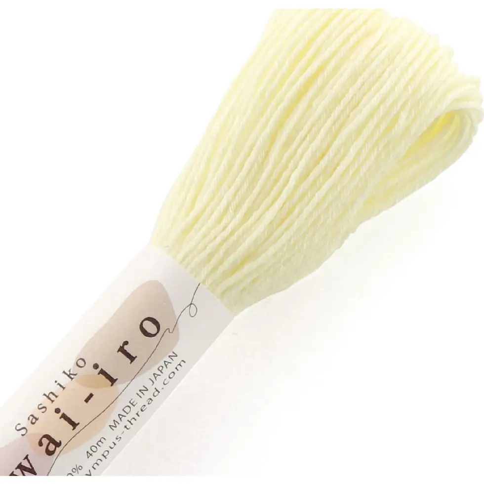 Écheveau de 40 mètres de fil Sashiko Olympus Awai-iro, 100 % coton, coloris A2 CHIFFON CITRON