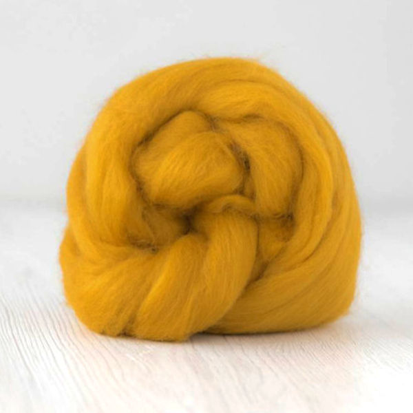 Laine mérinos 19 µ en ruban coloris Saffron - Fibres à filer ou feutrer