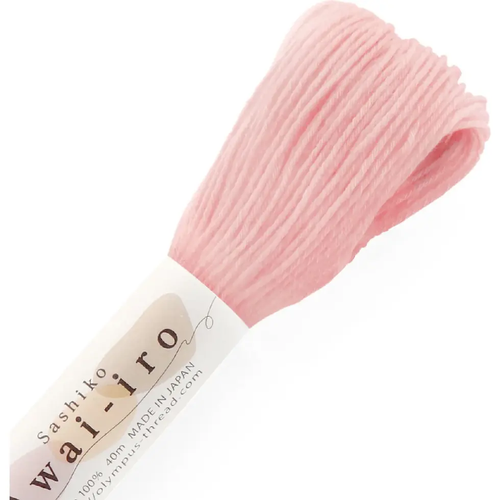 Écheveau de 40 mètres de fil Sashiko Olympus Awai-iro, 100 % coton, coloris A11 SHELL PINK