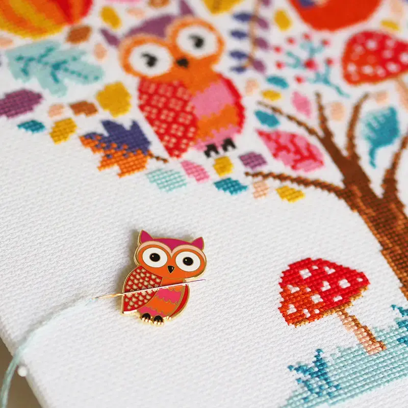 Caterpillar Cross Stitch porte-aiguille aimanté "Hibou" assorti au kit de broderie