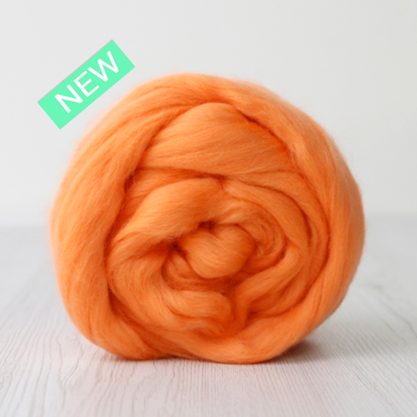 Abricot - Fibres à filer ou feutrer laine mérinos 19 µ en ruban