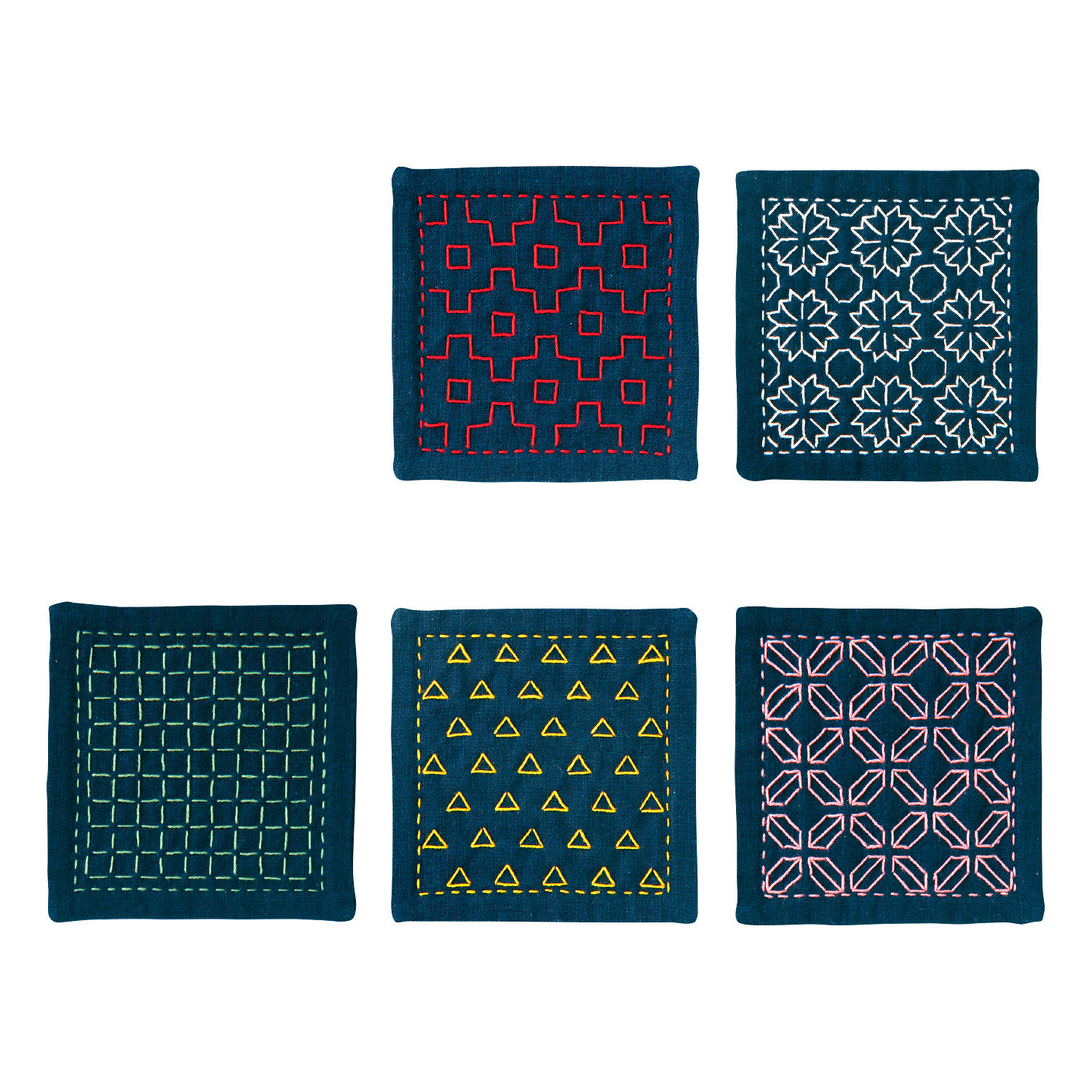 Kit broderie Sashiko dessous de verres SK-424 marine Olympus