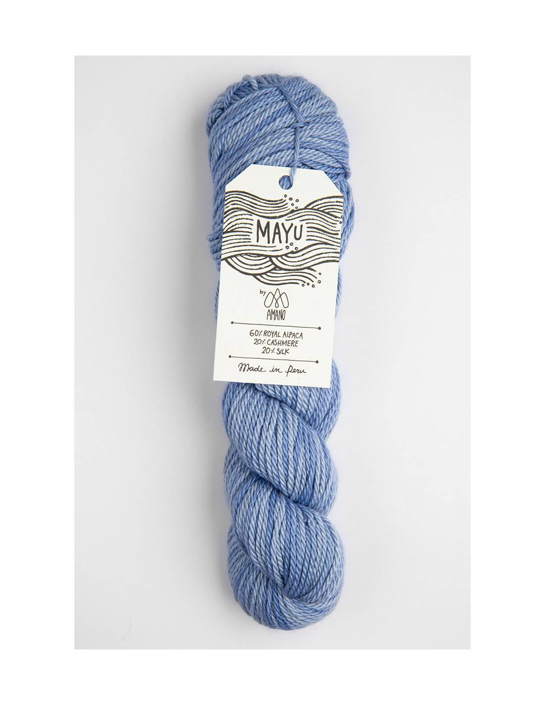 Fil à tricoter MAYU by AMANO Alpaga Cashmere soie de mûrier coloris Washed Jeans