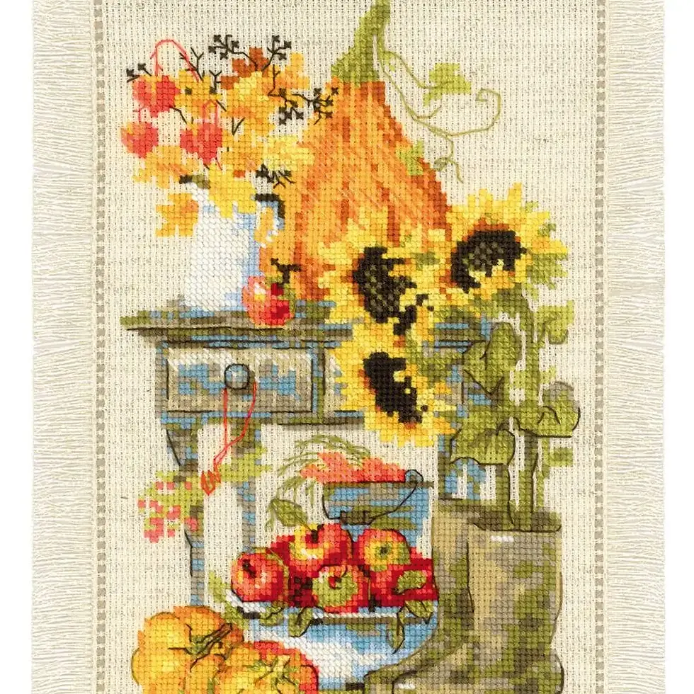 Miniature : vue de près Kit de broderie point de croix RIOLIS "Cottage Garden - Automne" 1657