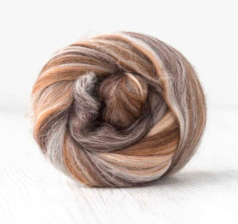 Laine mérinos et soie en ruban "Choco Maya" - Fibres à filer ou feutrer