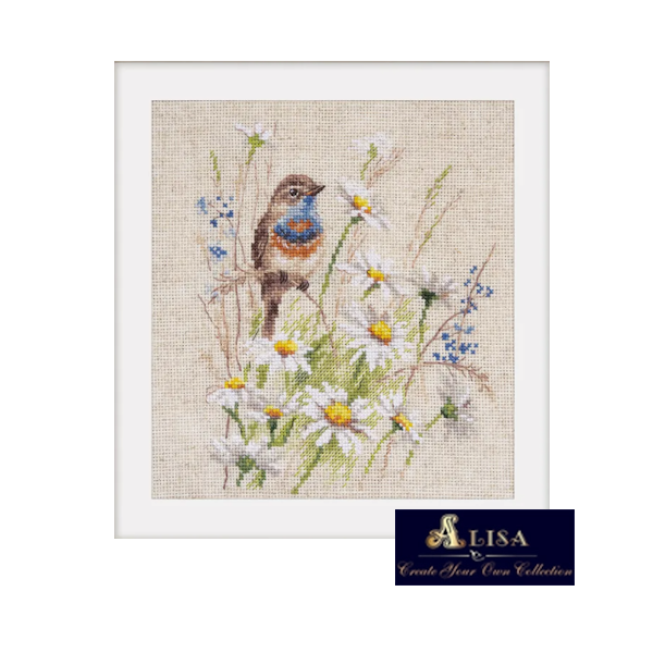 ALISA -  kit de broderie  oiseau "Gorgebleue" S1-39