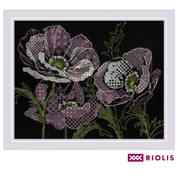 Kit de broderie Blackwork Riolis «Coquelicots en dentelle» n° 1991