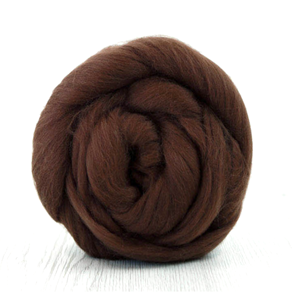 Cacao - Laine mérinos 19µ en ruban -  Fibres à filer ou feutrer