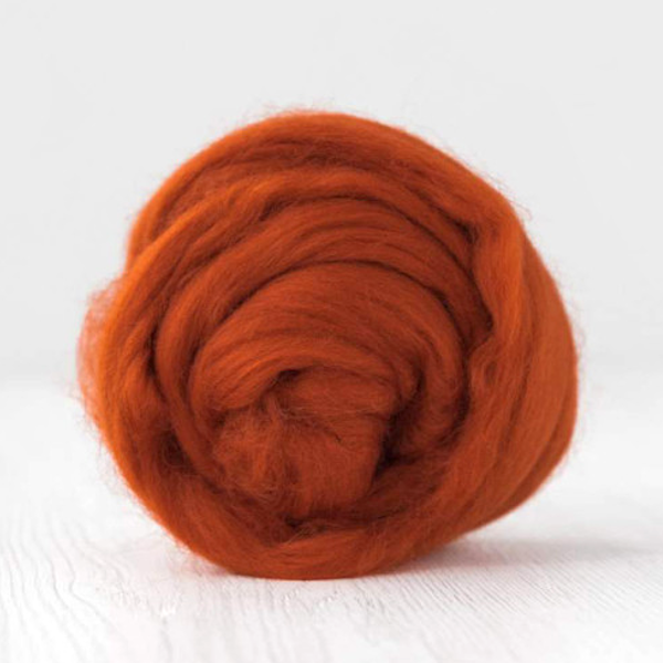 Rust - Laine mérinos 19 µ en ruban - fibres à filer ou feutrer