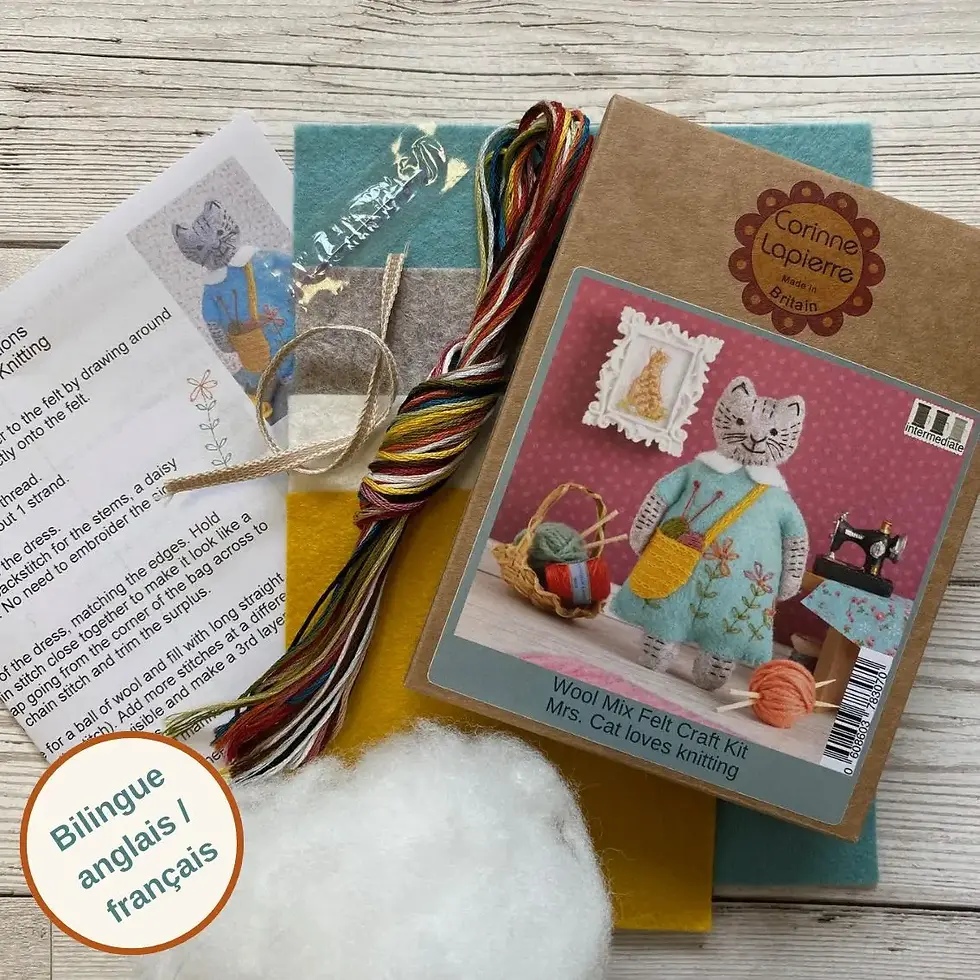 Miniature : contenu Kit créatif en feutrine "Mrs Cat lovesi" par  Corinne Lapierre