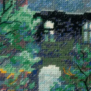 Miniature : demi point et back stitch du kit RIOLIS -  Kit broderie point de croix "Rainy Summer" 1677