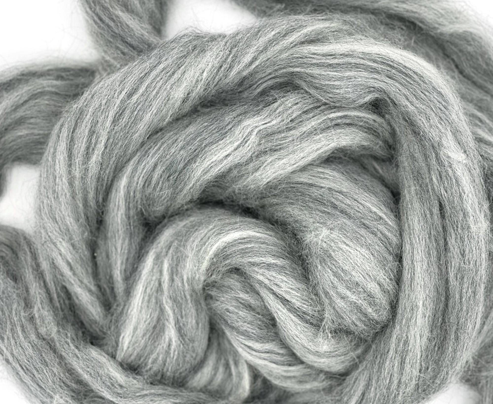 fibres à filer, laine en ruban Blue Leicester Face (BFL) gris