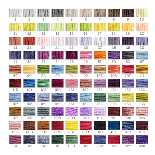 Miniature : Nuancier fil à broder DMC Mouliné spécial 25 Art. 117 - coloris 1 à 333