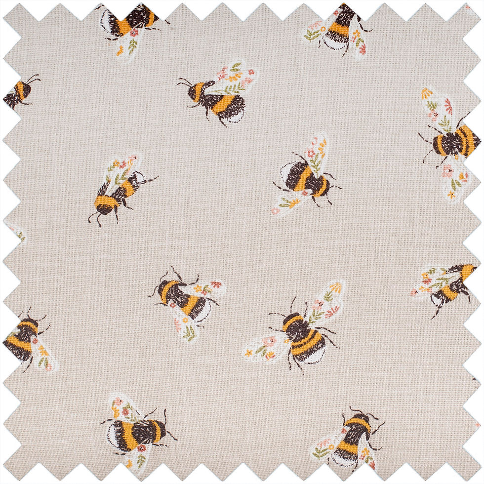 Miniature : imprimé de la toile du Grand sac à projet  imprimé Abeilles  sur fond gris clair - Hobby Gift